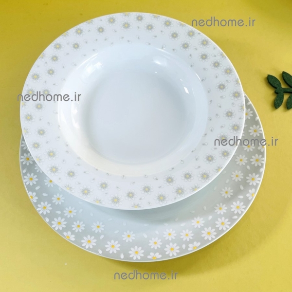 خورش خوری گود ساده گل بابونه ای چینی زرین