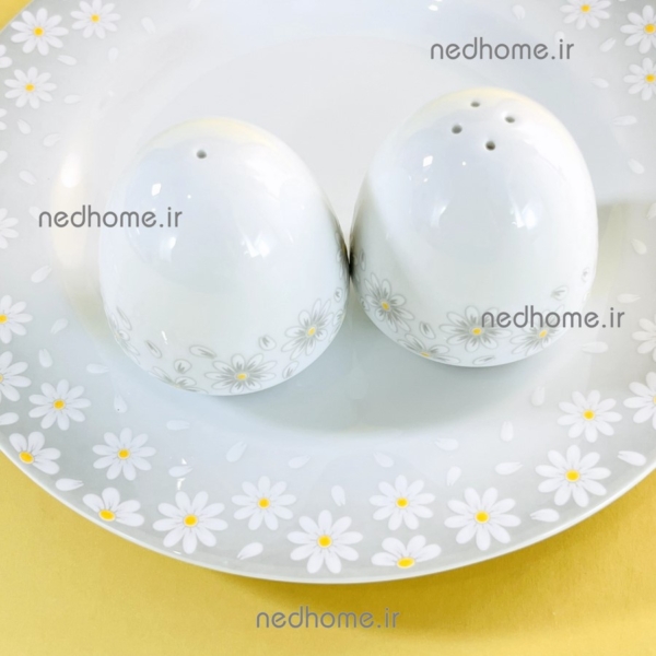 نمکدان و فلفلپاش گل دار چینی زرین طرح کامومیلا قالب ایتالیا اف