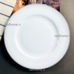 بشقاب پلوخوری تک چینی زرین طرح مون بلان مشکی ایتالیا اف فله ای - درجه یک