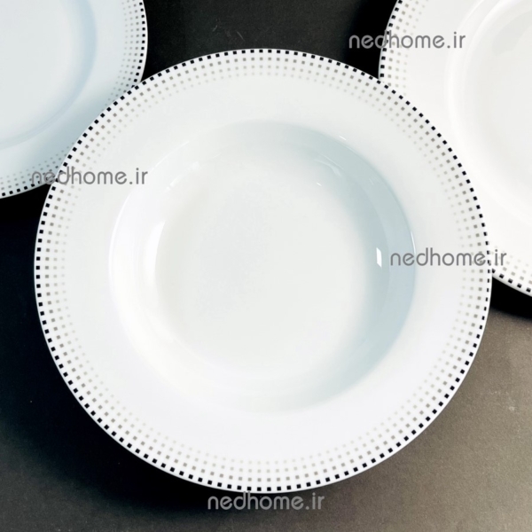 خورشت خوری گرد چینی زرین طرح مونبلان مشکی