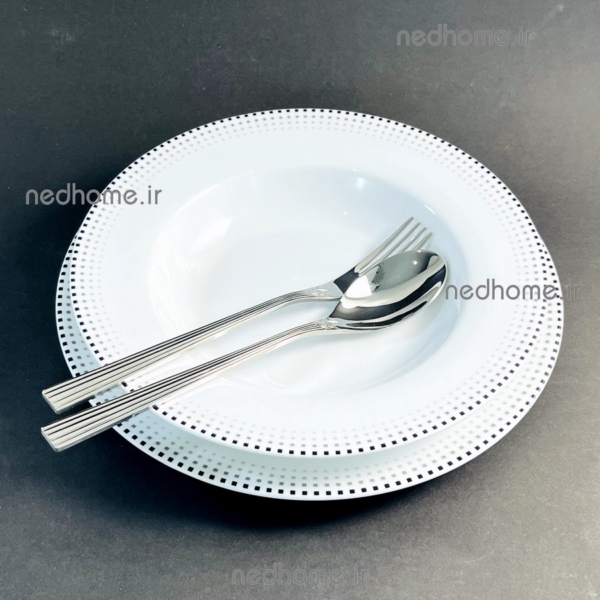 بشقاب برنج چینی سفید زرین طرح مون بلان ایتالیااف