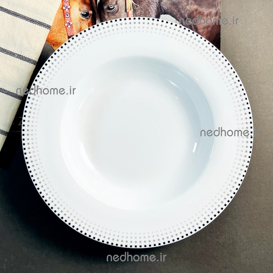 خورشت خوری تک چینی زرین طرح مون بلان مشکی ایتالیا اف فله ای - درجه یک