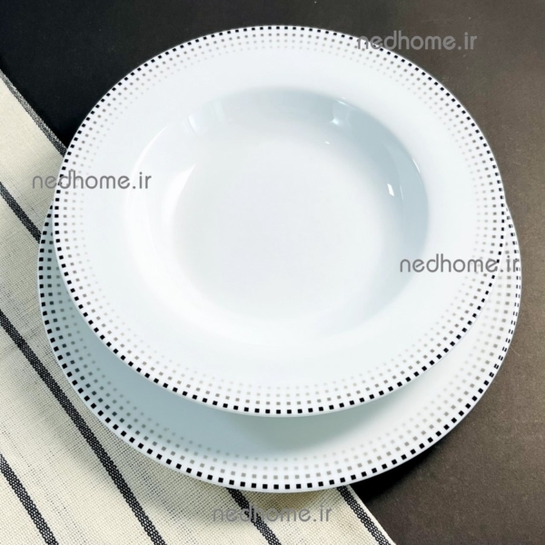 بشقاب غذاخوری مون بلان مشکی چینی زرین درجه عالی