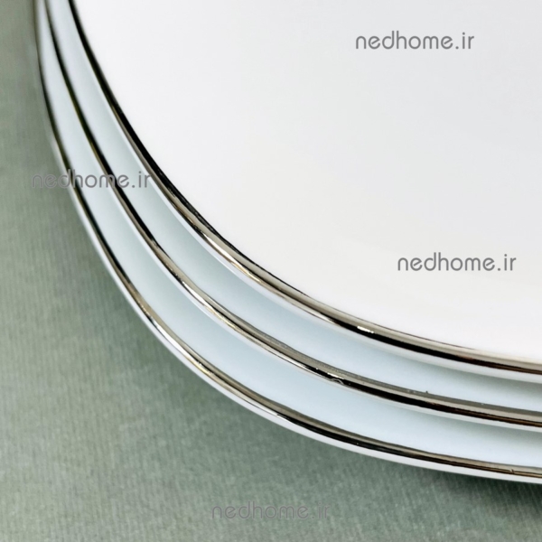 بشقاب میوه لب نقره ای چینی زرین طرح سمن کواترو