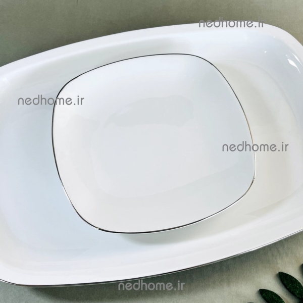 پیش دستی تک سفید ساده مربعی چینی زرین طرح سمن