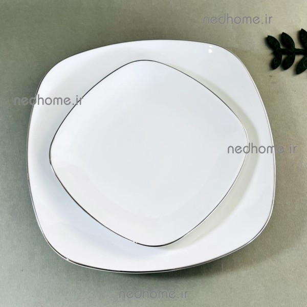 میوه خوری تک چینی مربع زرین دور نقره ای