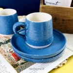 فنجان و نعلبکی چای خوری سرامیک دنی هوم خمره ای خالدار آبی