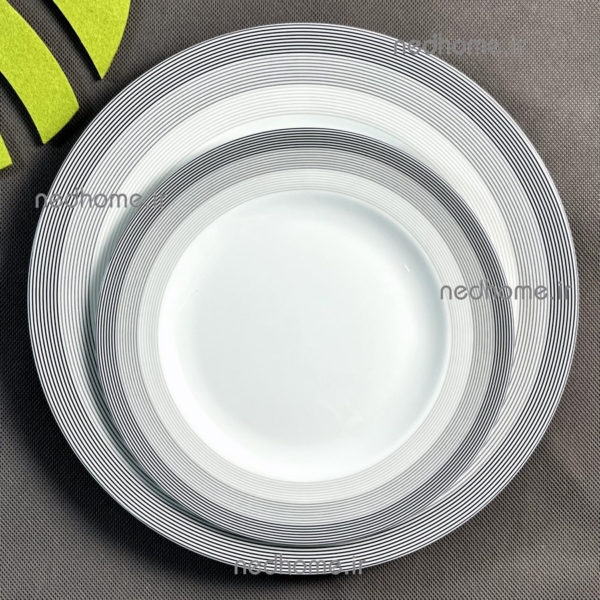 بشقاب تک چینی زرین ساده هتلی طرح سیلورلاینر