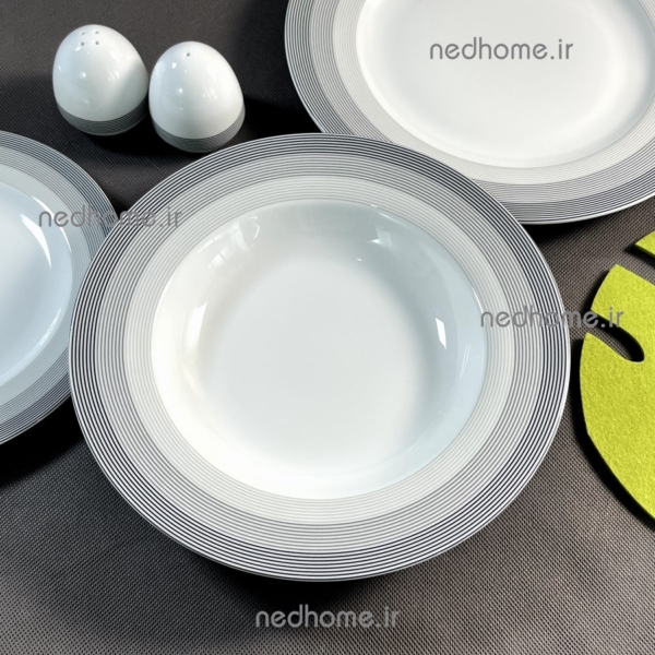 بشقاب گود خورشت خوری چینی زرین طرح سیلورلاینر