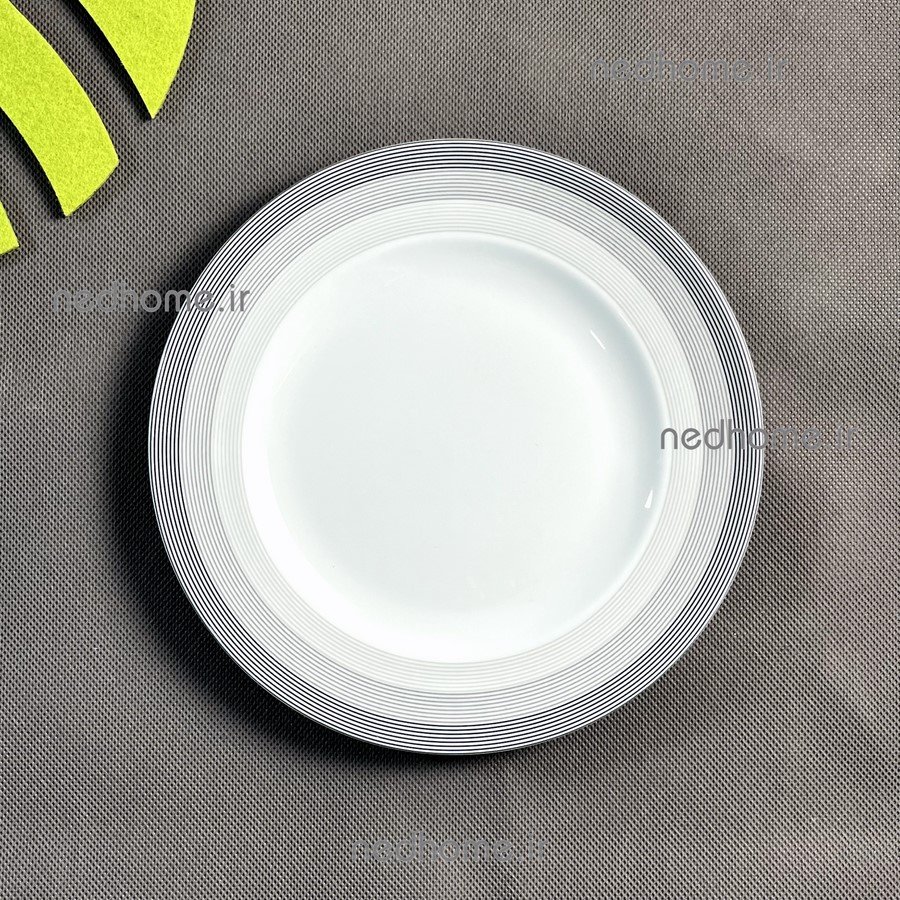 2481 (21) بشقاب میوه خوری تک چینی زرین طرح سیلور لاینر فله ای - درجه یک