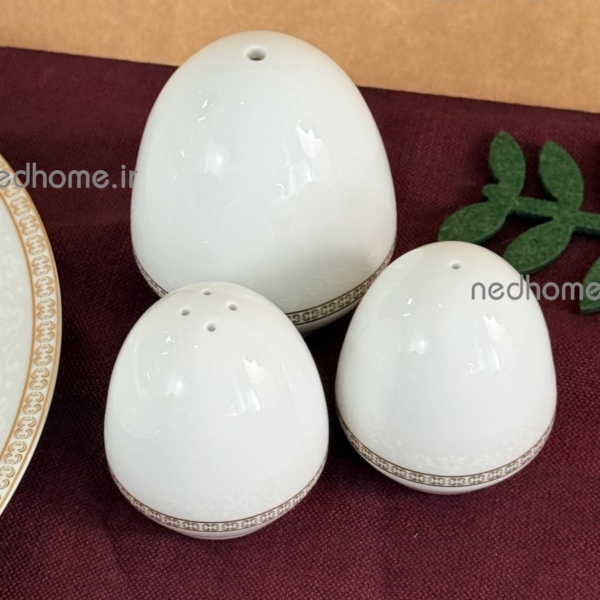 ست رو میزی نمکدان ساده چینی زرین طرح ریوا طلایی