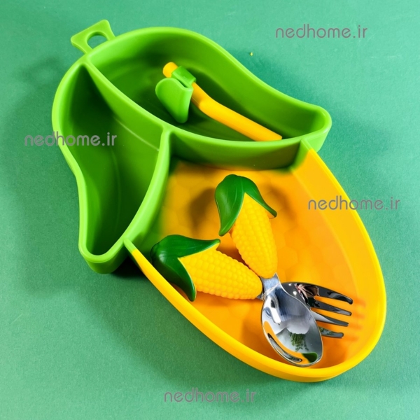 ست ظرف غذای کودک سیلیکونی طرح ذرت