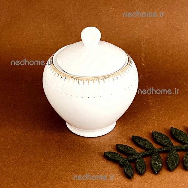 قندان چینی سفید ساده زرین طرح سپیدار